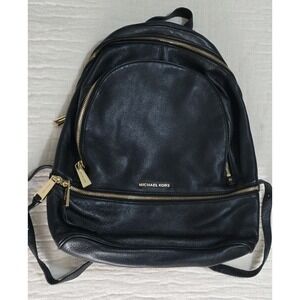 Michael Kors Black Leather Backpack Gold Hardware Adjustable Bag Purse